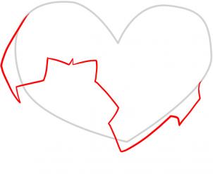 302x247 How To Draw Broken Hearts, Step