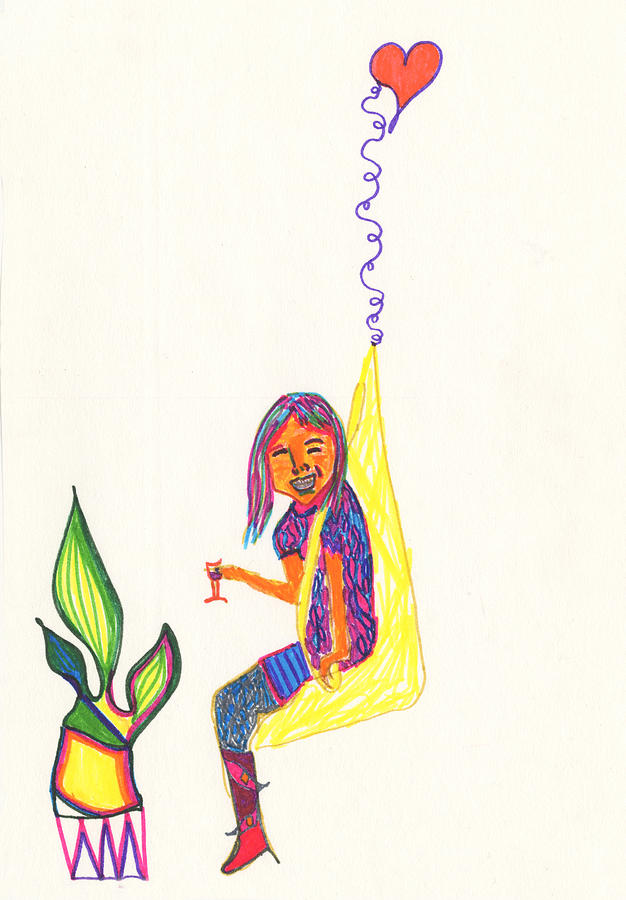 626x900 Party Girl Illustration Drawing