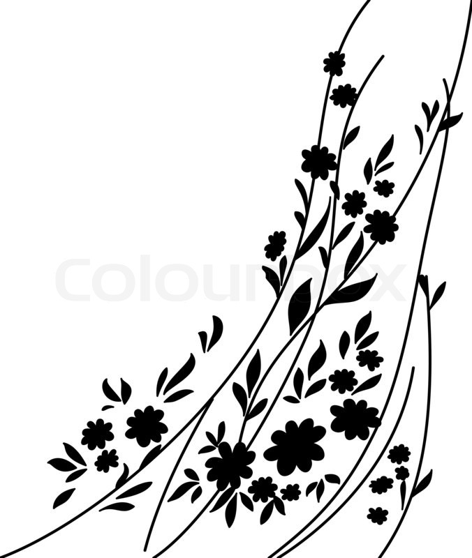 676x800 Flowers And Leaves, Silhouette Stock Image Colourbox