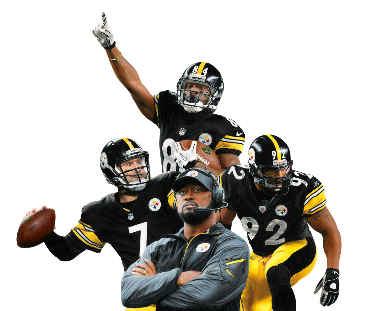 1280x1024 Heather Rooney Art Colored Pencil Drawing Of Mike Tomlin, James