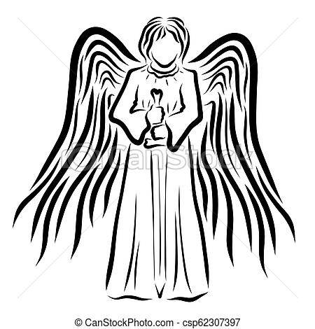 450x470 Winged Angel With Sword, Heavenly Warrior, Pattern