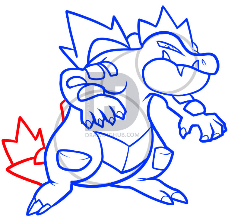 756x720 How To Draw Feraligatr, Feraligatr, Step