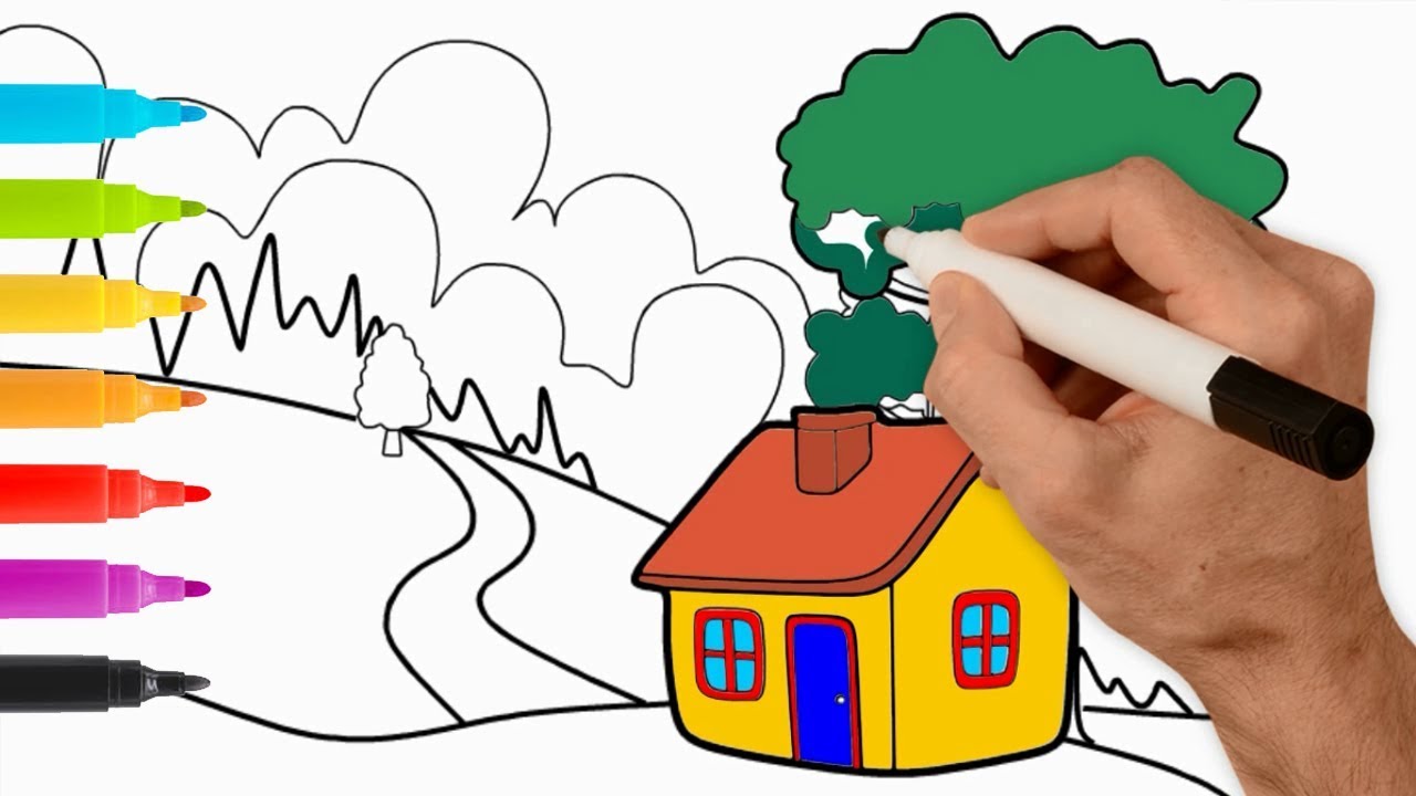 1280x720 Drawing And Coloring House For Kids And Toddlers Coloring Pages