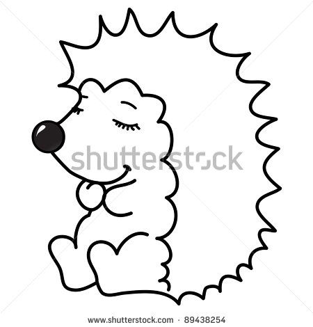 450x470 Cute Little Hedgehog Sitting With Closed Eyes, Cartoon, Line Art