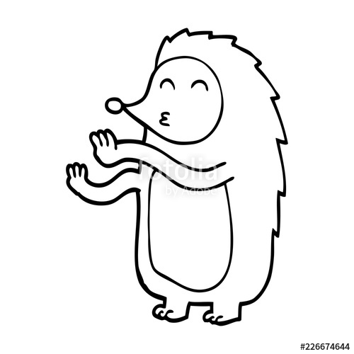 500x500 Line Drawing Cartoon Happy Hedgehog Stock Image And Royalty Free