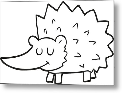 493x376 Black And White Cartoon Hedgehog Metal Print