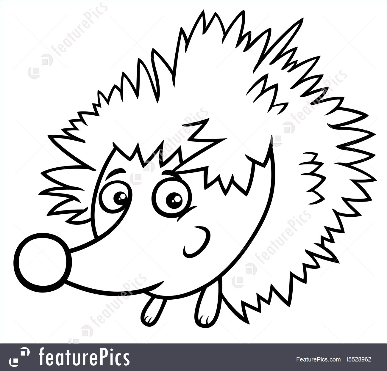 1300x1248 Cartoon Hedgehog Character Coloring Book Stock Illustration