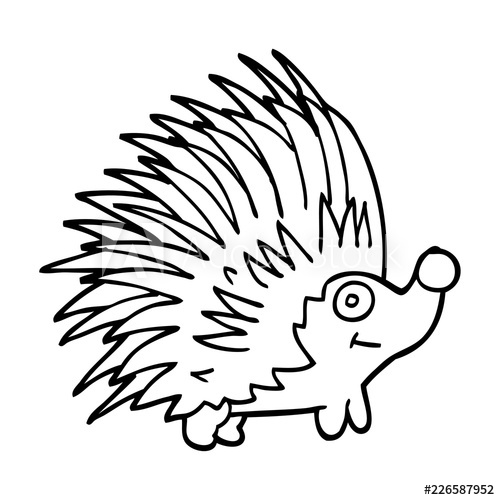 500x500 Line Drawing Cartoon Spiky Hedgehog
