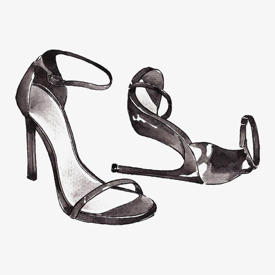 564x564 Drawing Heels, Hand Painted Shoes, High Heeled Shoes, Black Png