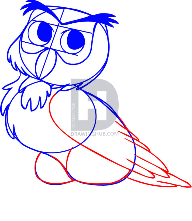 624x720 How To Draw Baby Owl, Step
