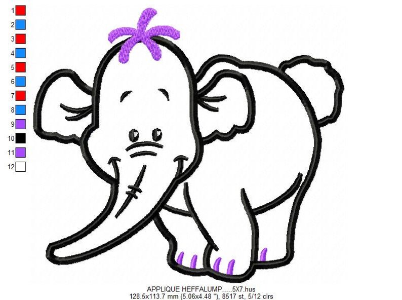 794x592 Heffalump Applique Machine Embroidery Design No Etsy