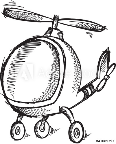 401x500 Cute Doodle Sketch Helicopter Vector Illustration