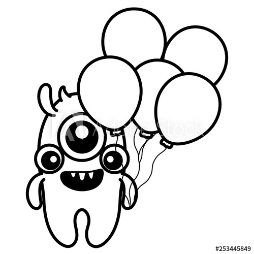 500x500 Crazy Monster With Balloons Helium Character