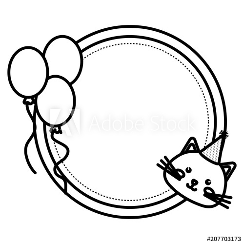 500x500 Cute Cat With Balloons Helium Kawaii Character Vector Illustration