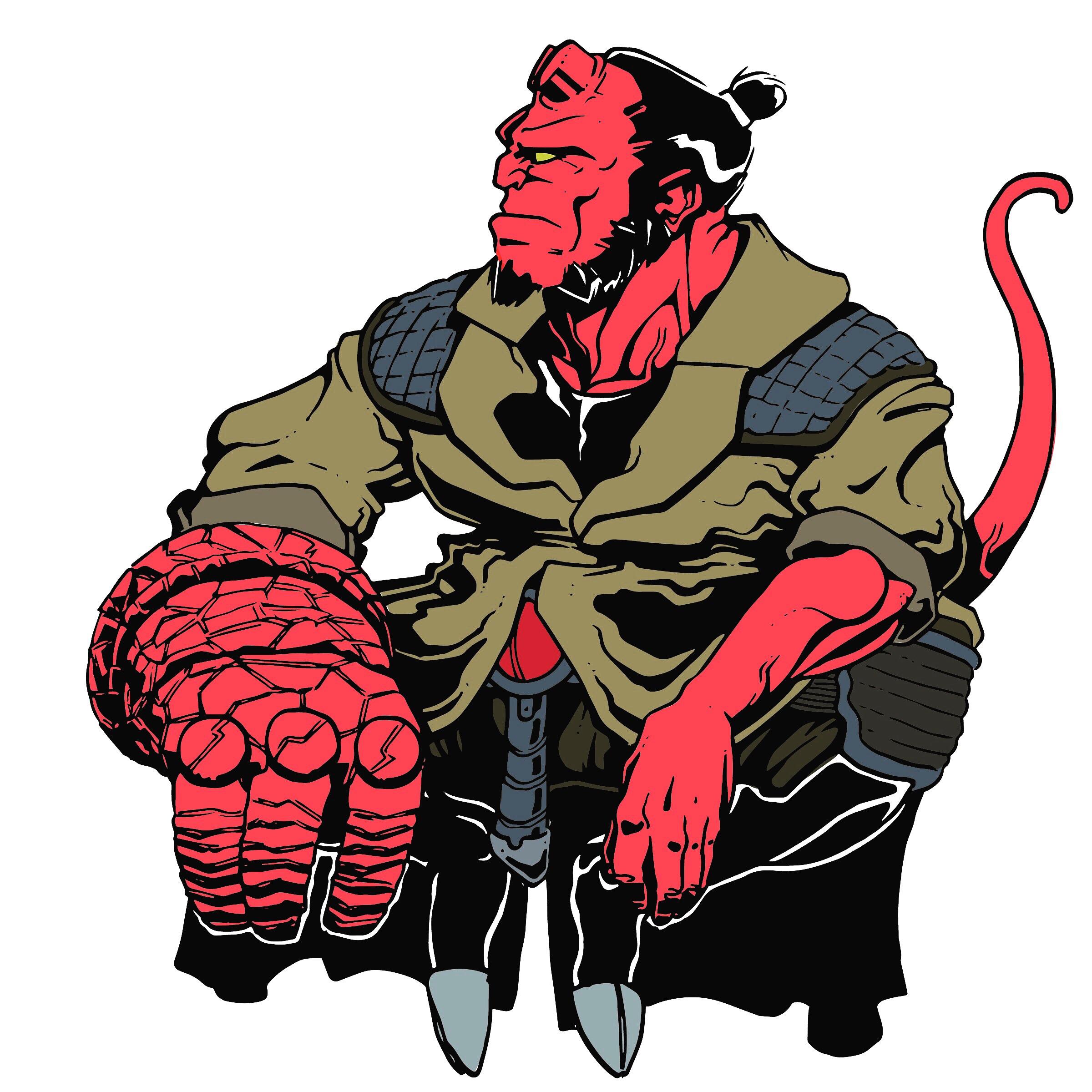 2400x2400 inked and put the base colors in adobe illustrator on this hellboy