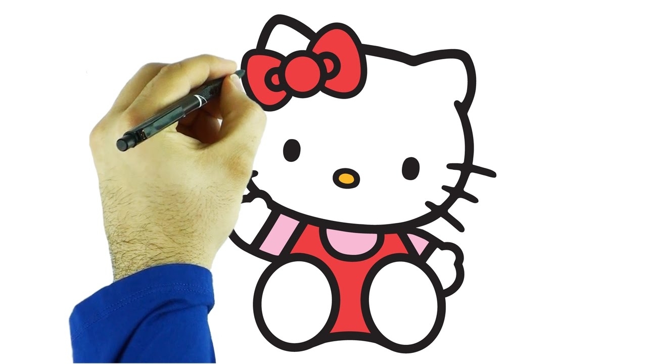 1280x720 Drawing And Coloring Jabn Hello Kitty Draw And Color Drawing