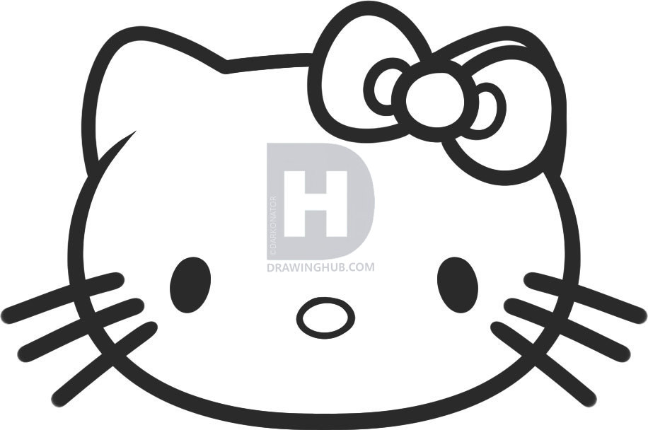 916x608 How To Draw Hello Kitty For Kids, Step