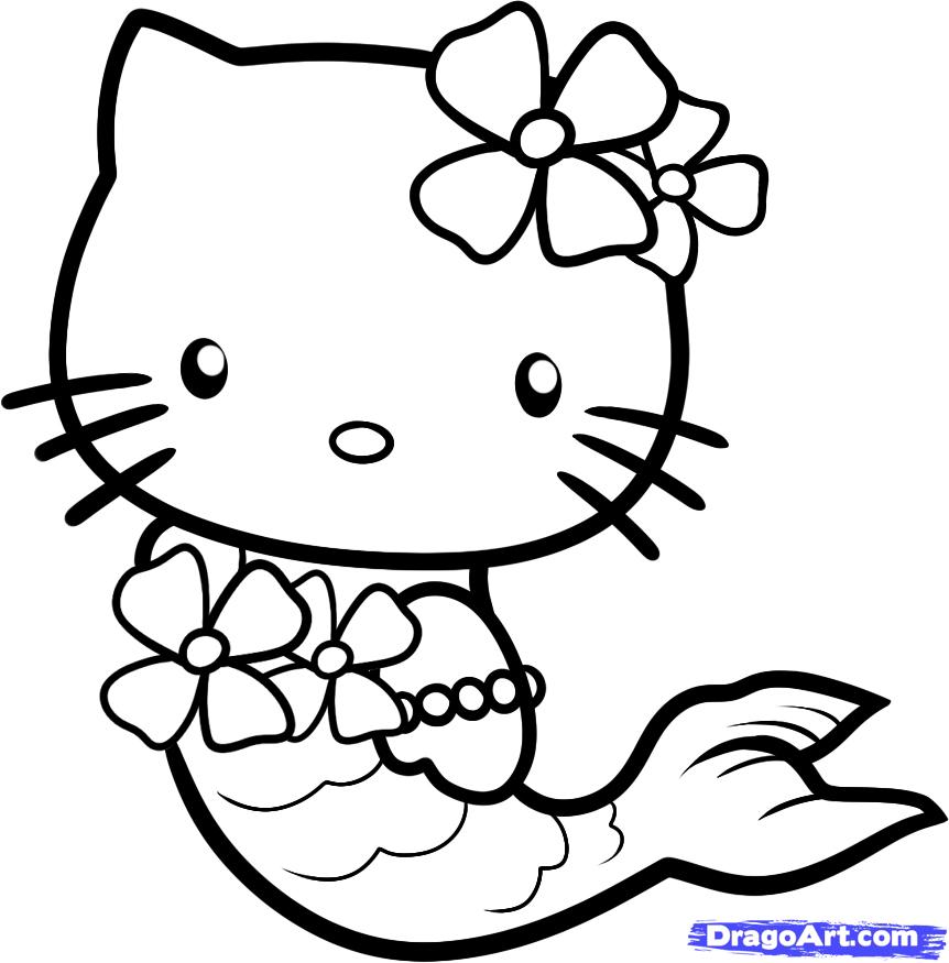 862x875 How To Draw Mermaid Hello Kitty Step