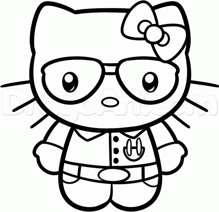 760x735 How To Draw Nerd Hello Kitty, Step