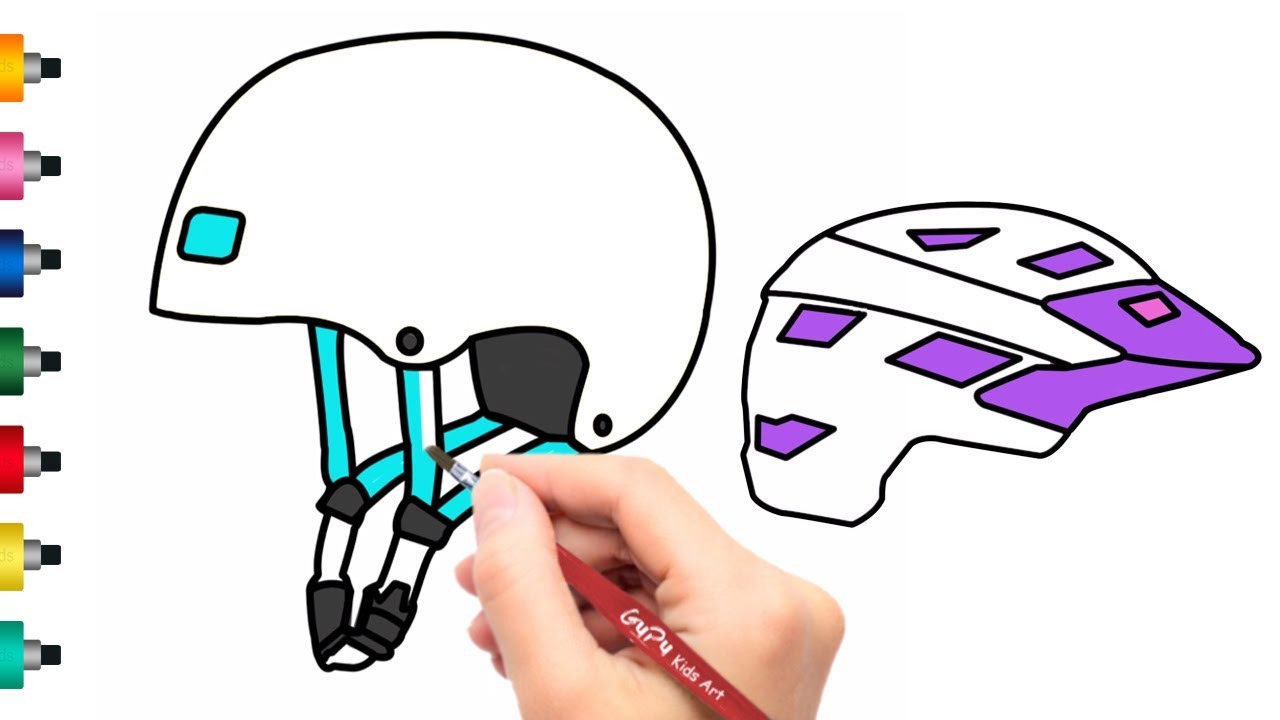 1280x720 How To Draw Kids Helmet Coloring And Drawing For Kids
