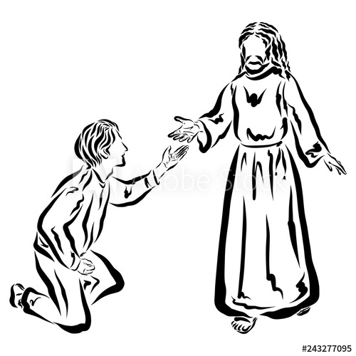 500x500 Jesus Gives A Man A Helping Hand Or Teaches Him