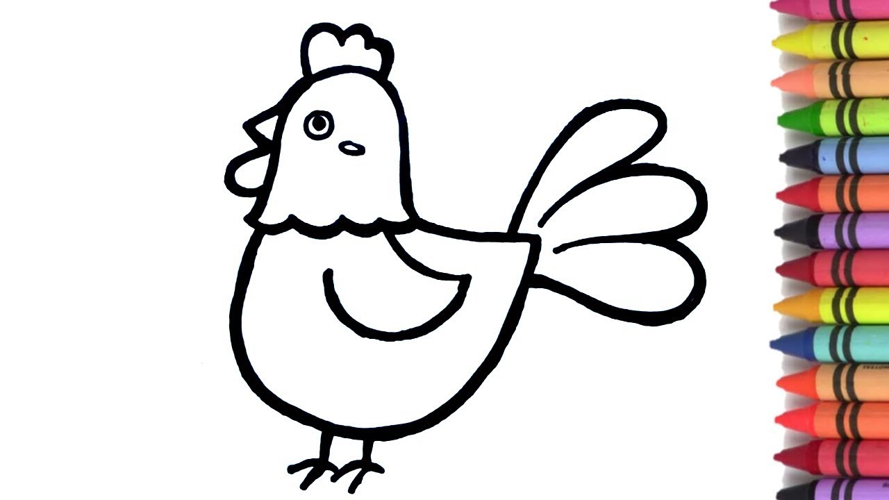 1280x720 Hen Chick Drawing And Coloring For Kids And Toddlers Jolly Rose