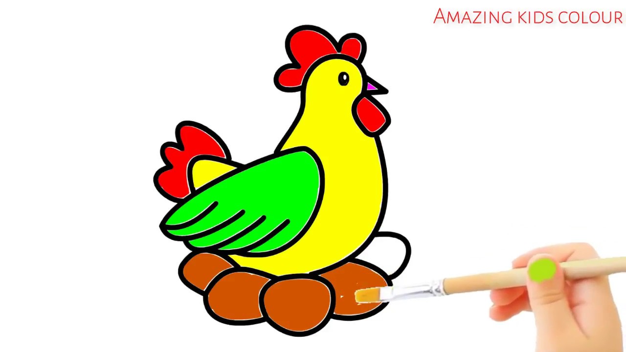 1280x720 How To Draw And Color Hen, Baby Chicks,cock,chicken And Eggs