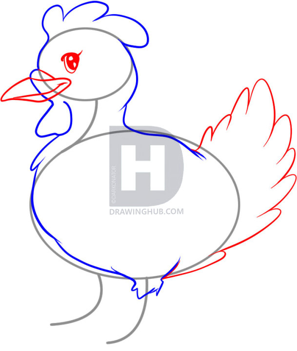 609x720 How To Draw A Hen, Step