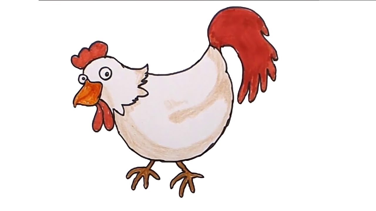 1280x720 How To Draw A Chicken Draw Hen How To Draw A Bird Easy Step
