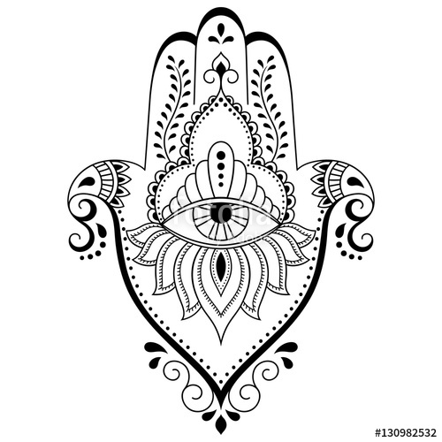500x500 vector hamsa hand drawn symbol decorative pattern in oriental