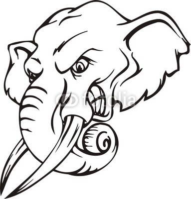 383x400 Elephant Simple Henna Clipart