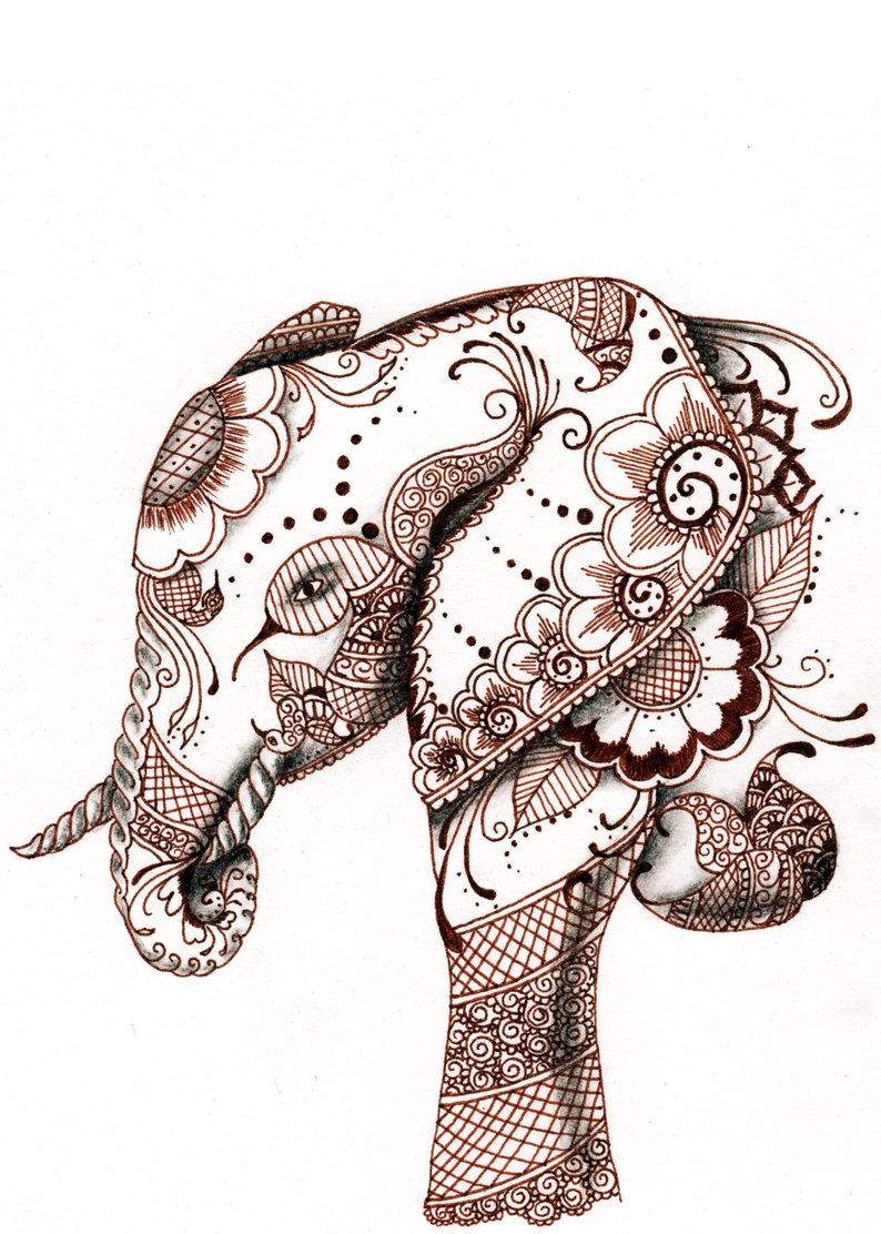 794x1112 Elephant Original Ink And Charcoal Drawing Etsy