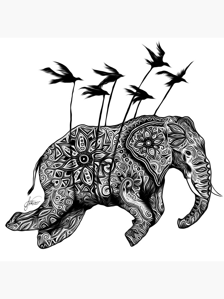 750x1000 The Flying Henna Elephant Photographic Print