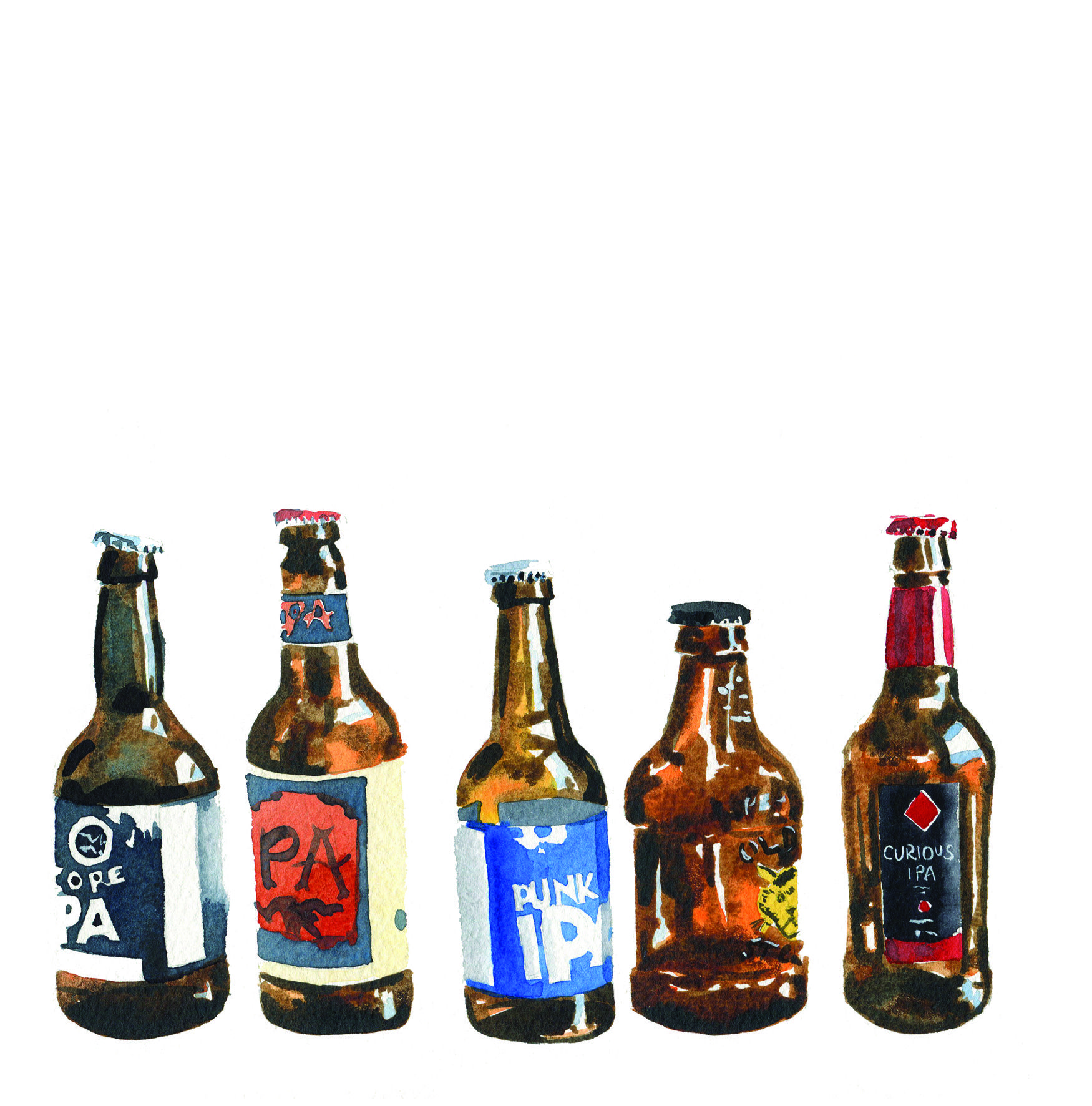 1750x1772 Watercolour Beer Bottles Paintings Inspiration Bottle Painting
