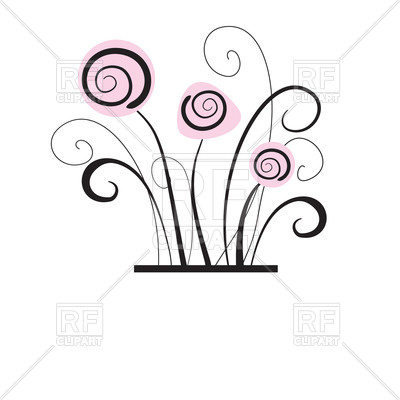 400x400 Sketch Curly Herbs And Pink Flowers Vector Image Of Plants