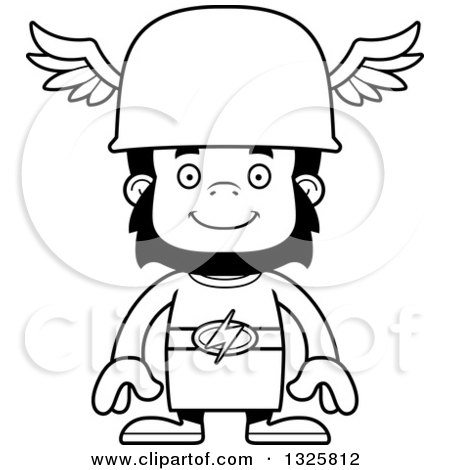 450x470 Lineart Clipart Of A Cartoon Black And White Happy Gorilla Hermes