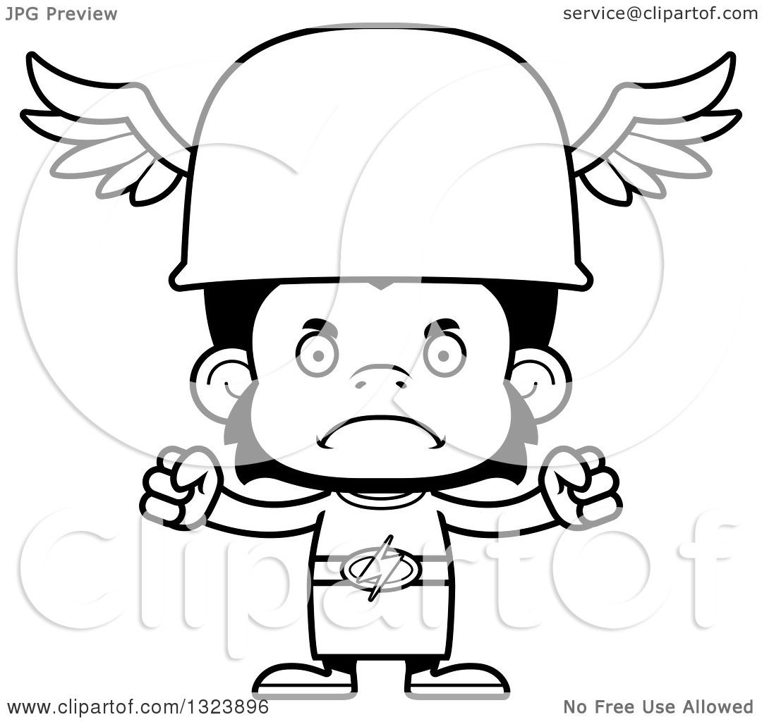 1080x1024 Lineart Clipart Of A Cartoon Black And White Mad Chimpanzee Monkey