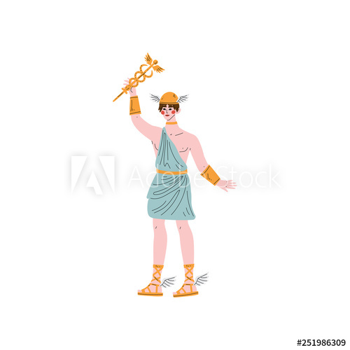 500x500 Hermes Olympian Greek God, Ancient Greece Mythology Hero Vector