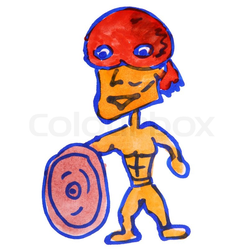 800x800 Watercolor Drawing Kids Cartoon Hero On Stock Photo Colourbox