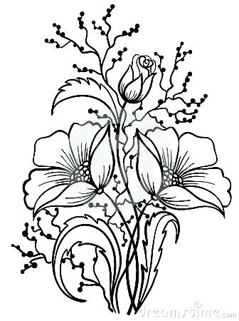 336x450 Flower Outline Drawing
