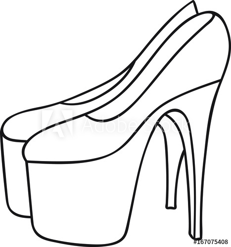 467x500 High Heels Women's Louboutin Pumps On Platforms, Shoes Hand Drawn