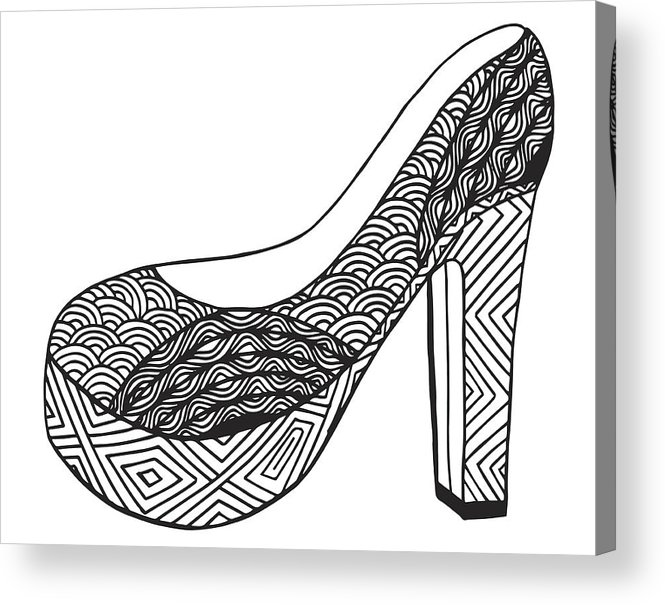 665x605 Hand Drawn Outline Ornamental High Heel Shoe Illustration Acrylic