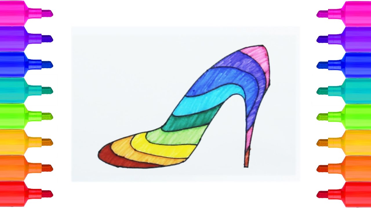 1280x720 How To Draw A High Heel Shoe Drawing And Coloring For Kids