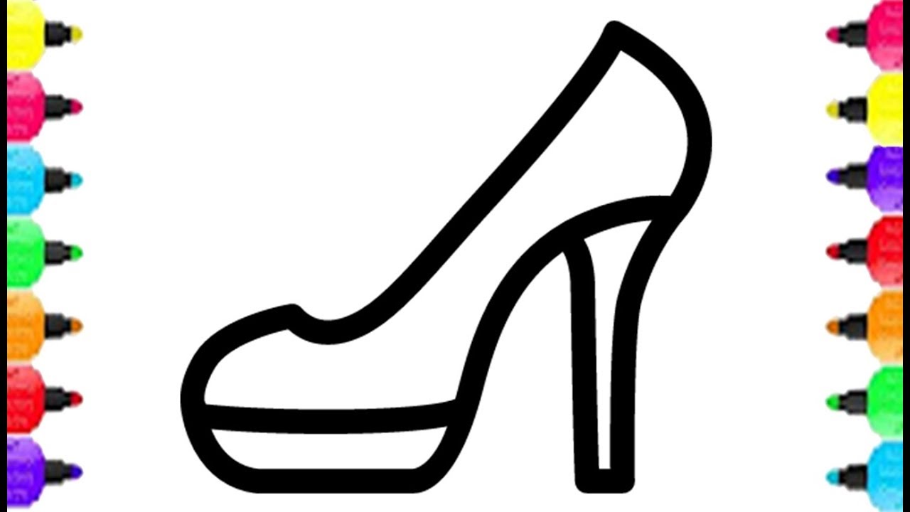1280x720 Learn Colors With Shoes Coloring Pages How To Draw High Heels
