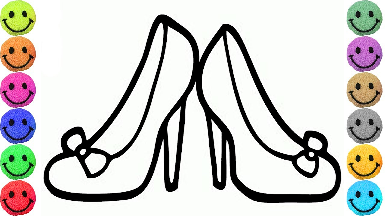 1280x720 Shoe Drawing For Kids And Coloring For Kids Women's Shoes