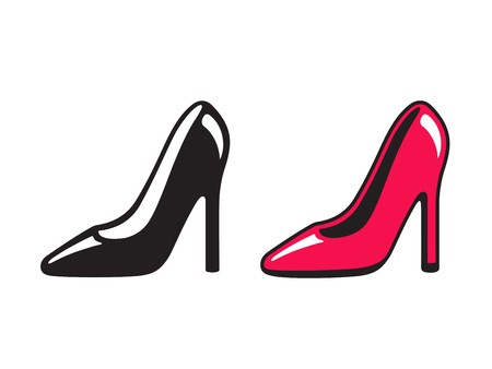 450x338 Black And Red High Heeled Shoe Icons Simple Drawing Of Stiletto