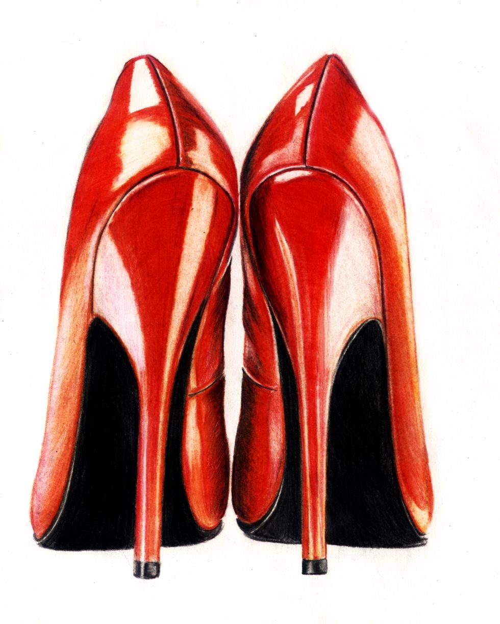 980x1224 High Heels Colored Pencils Drawing Fashion Illustration