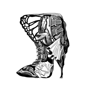 300x300 Hummingbird High Heel Drawing