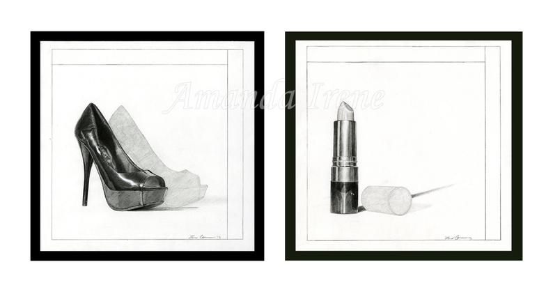 794x419 Lipstick High Heel Shoes Diptych Wall Art Illustration Set Of Etsy