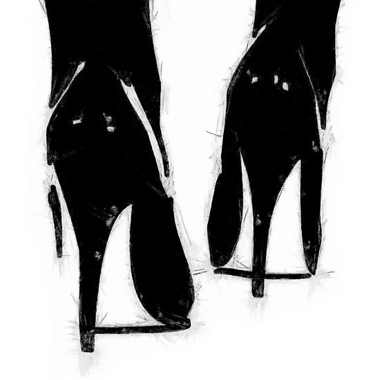550x550 a highly erotic drawing of fashionable high heel shoes from behind